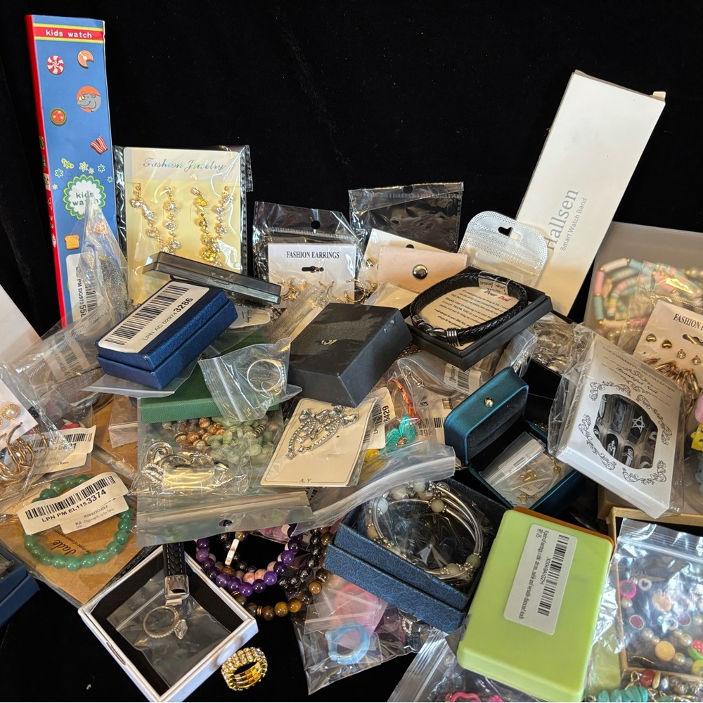 Assorted Jewelry & Accessories Lot - Black, Gold, Silver